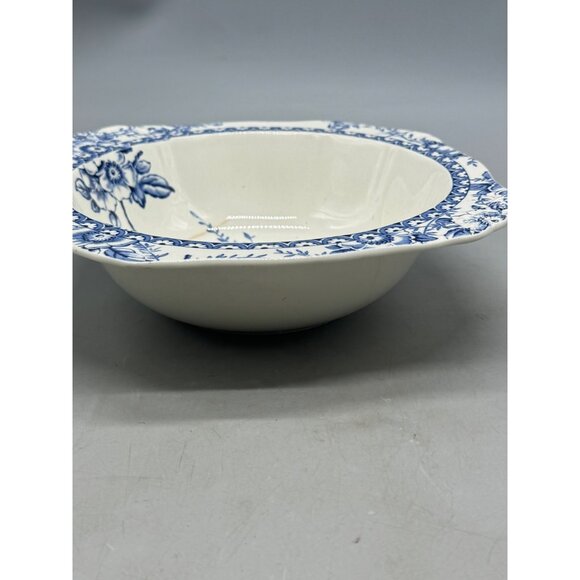Antique midway decor Alfred Meakin England Blue & White Floral Soup Bowl READ - Picture 3 of 8